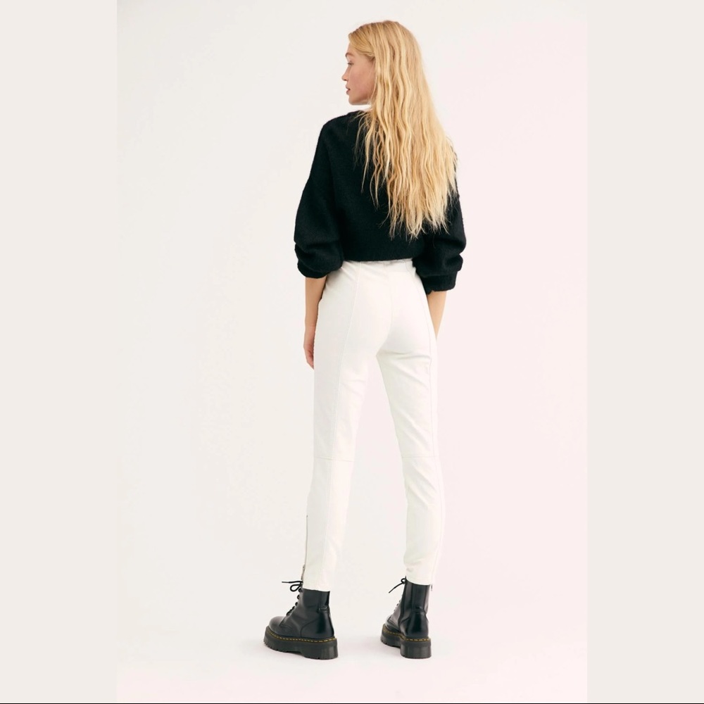 NWT Free People Kaelin Faux Leather White Pants 10 - Picture 3 of 16